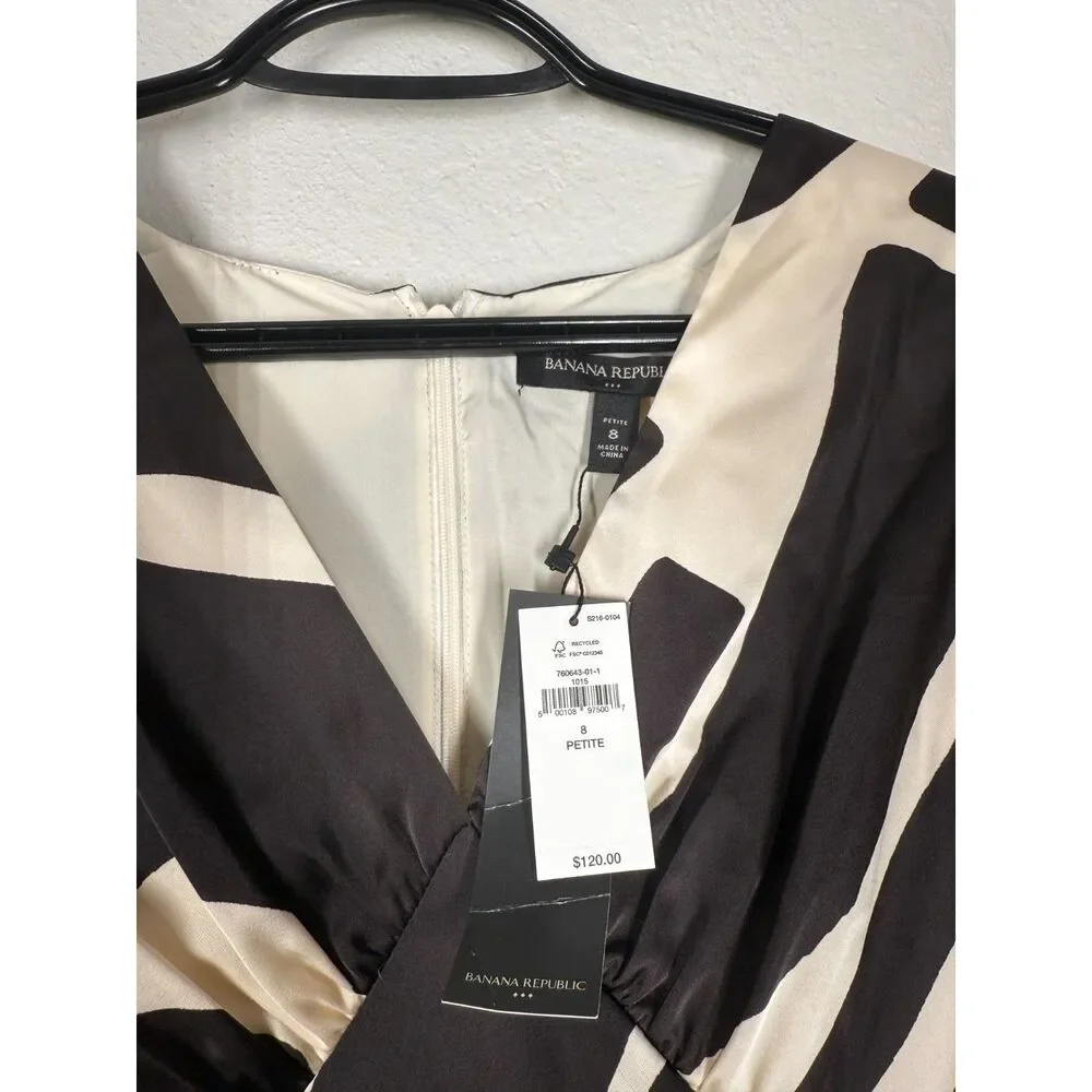 NWT Banana Republic Babydoll Satin Midi Dress Womens Sz 8p Minimalist Career - Picture 4 of 7